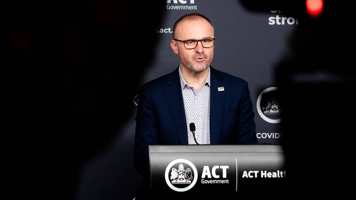 Chief Minister Andrew Barr has largely delivered timely information about the status of the coronavirus and the progress of the vaccination rollout. Picture: Elesa Kurtz