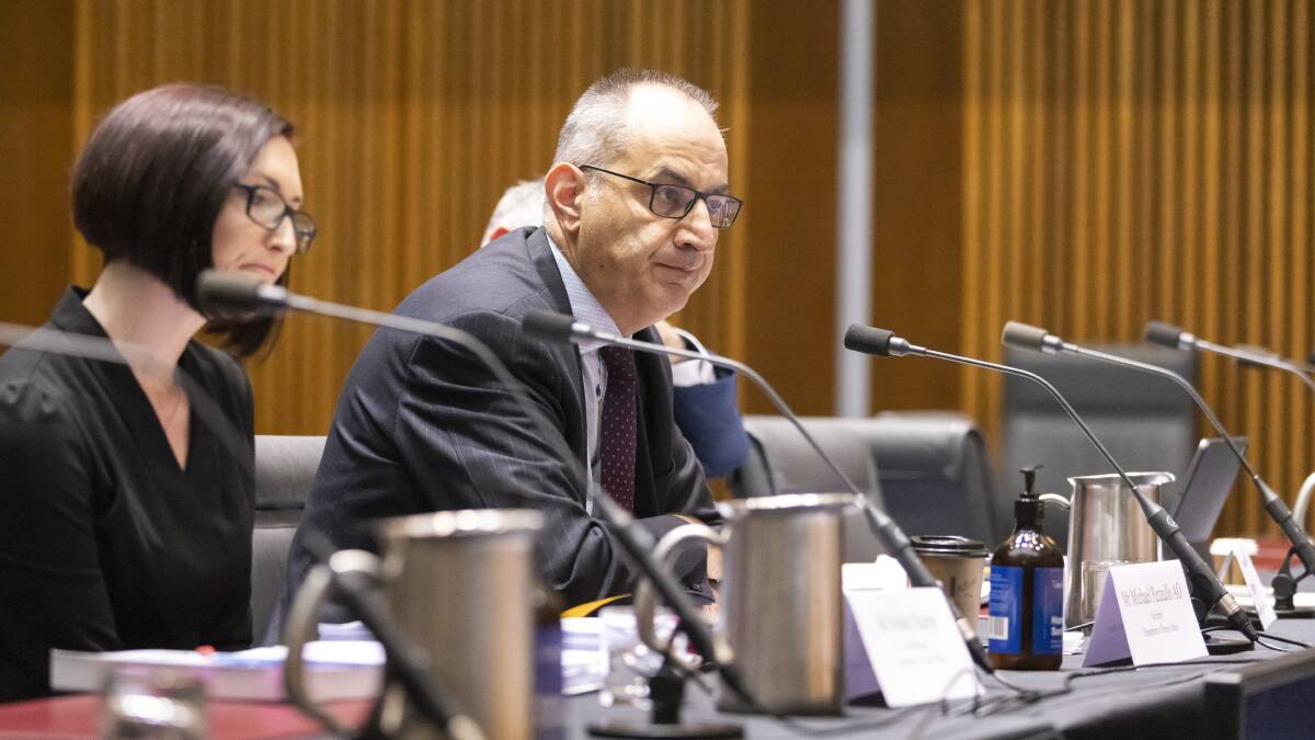 Department Home Affairs secretary Mike Pezzullo at a Senate estimates hearing on Friday. Picture by Keegan Carroll