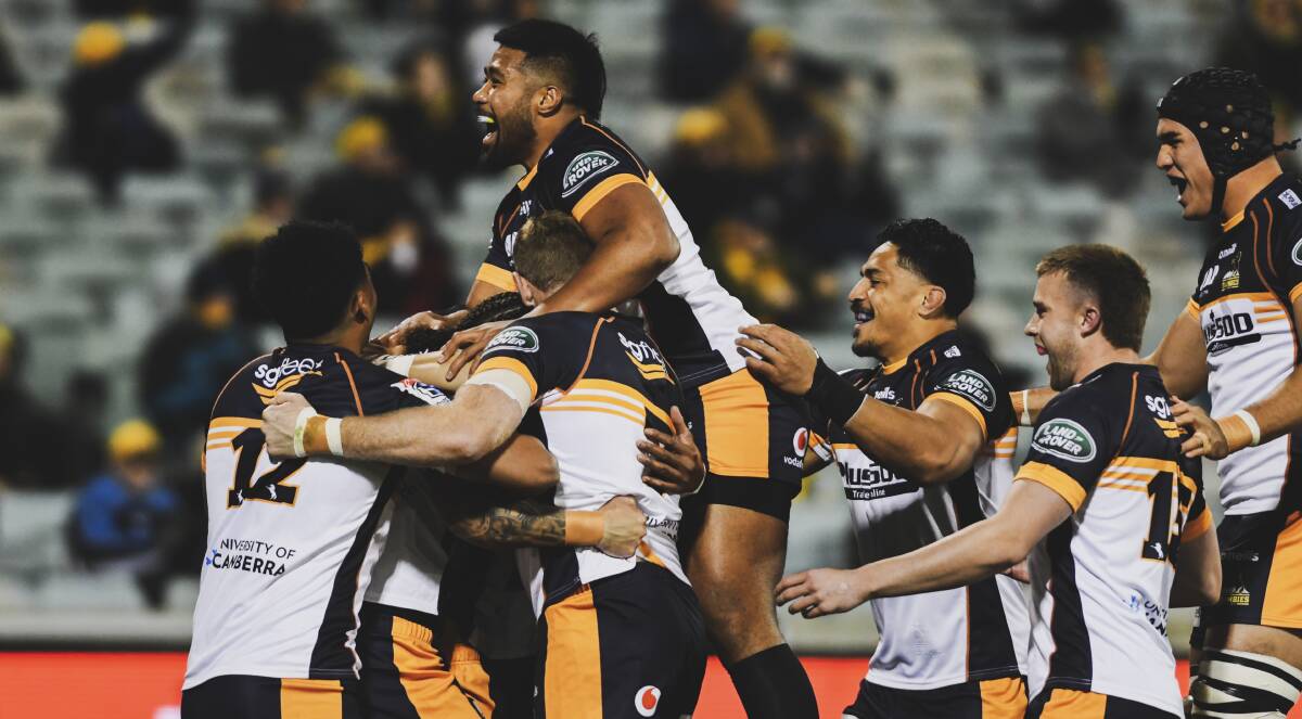 The Brumbies opened their Super Rugby AU season with a bang on home soil. Picture: Dion Georgopoulos