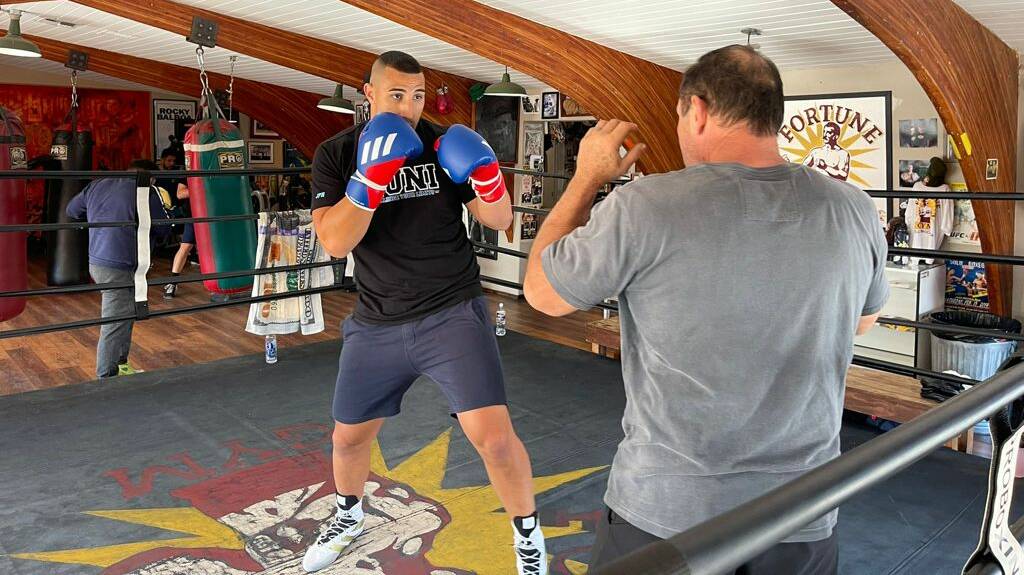 Justis Huni is training under Justin Fortune in the United States this week. Picture: Supplied