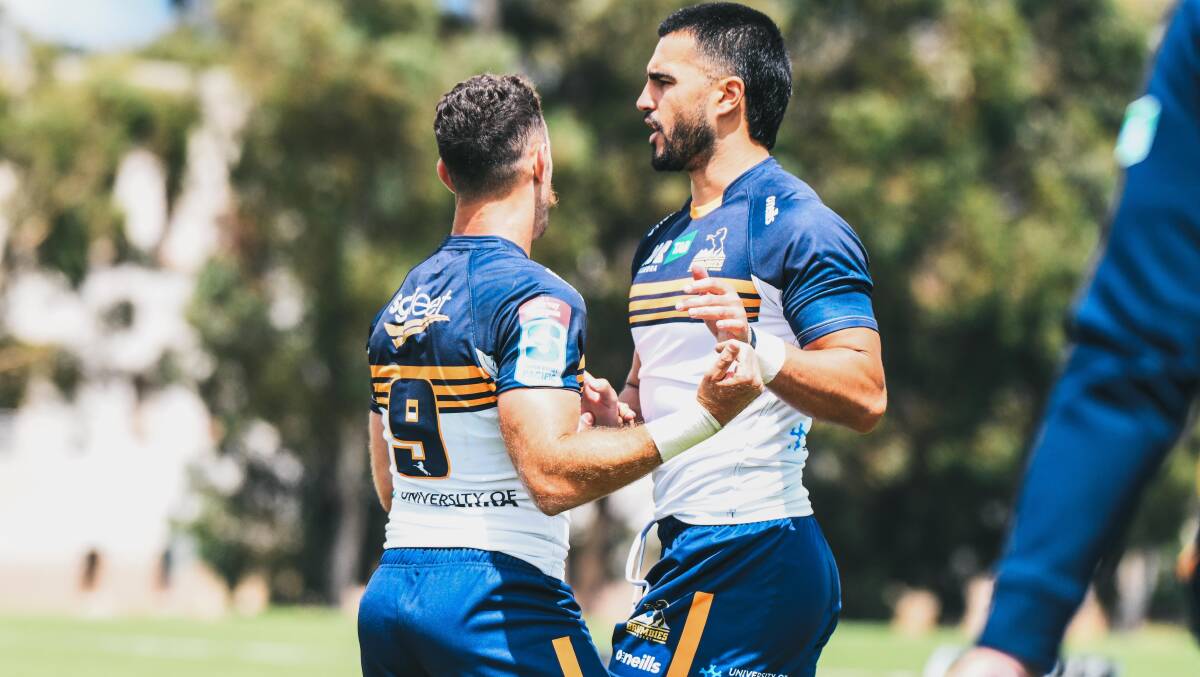 Tom Wright scored a stellar try in the internal trial as Dan McKellar weighs up his round one squad. Picture: Lachlan Lawson/Brumbies Media