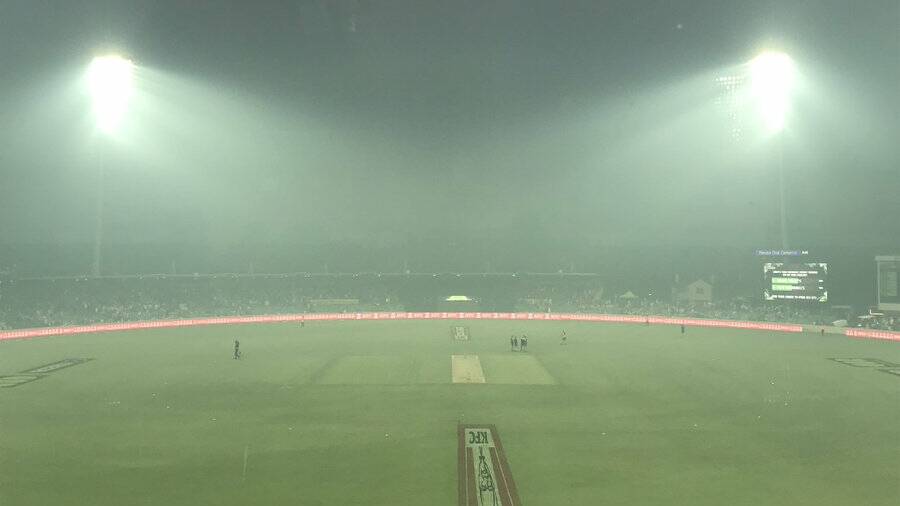 The smoke haze forced players off on Saturday night.