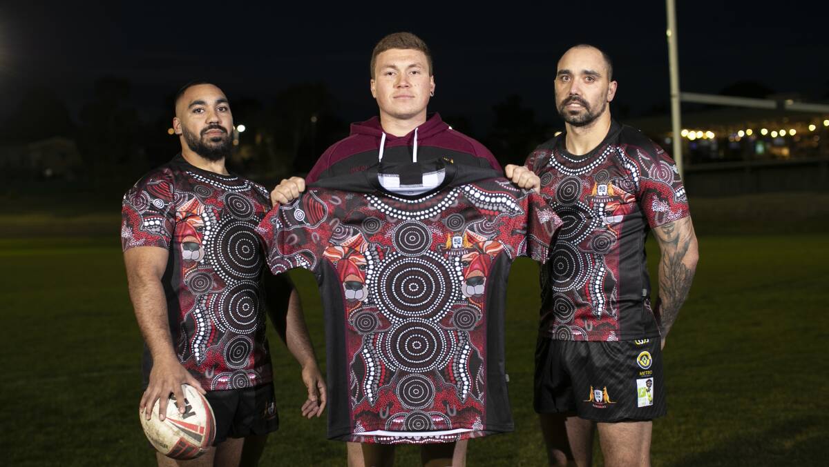 Jayden Baxter, Aaron Bakker and Reeion Murray will wear an Indigenous jersey during the Queanbeyan derby. Picture: Keegan Carroll