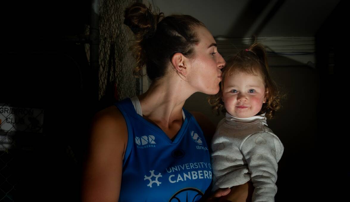 Alex Bunton has all the motivation she needs to fuel a WNBL comeback in her daughter Opal. Picture: Karleen Minney