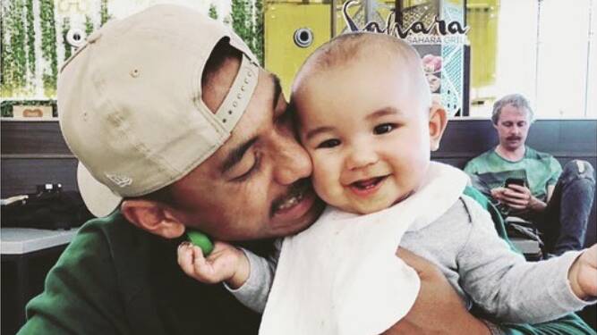 Irae Simone with his daughter Oakie. Picture: Instagram