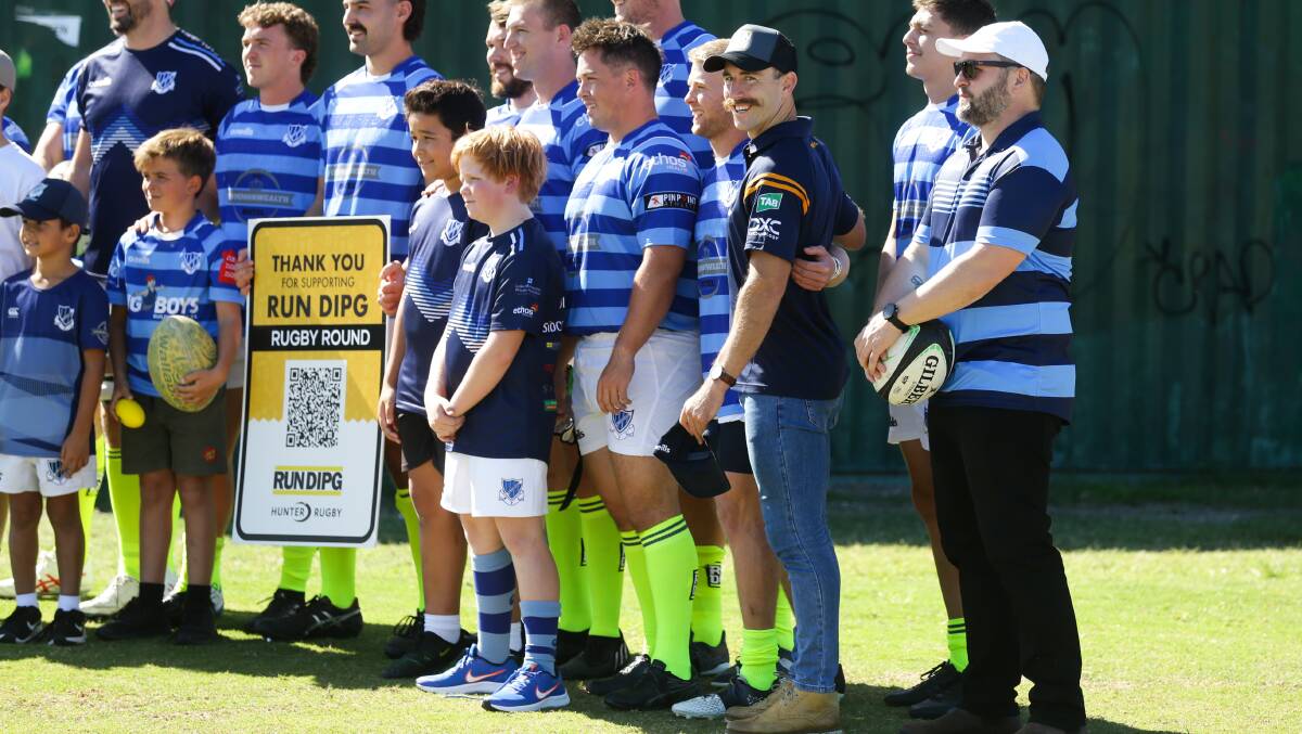 Nic White with Wanderers players supporting RUN DIPG. Picture by Jonathan Carroll