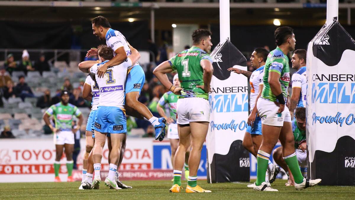 The Raiders were embarrassed by the Titans at Canberra Stadium on Saturday night. Picture: Getty