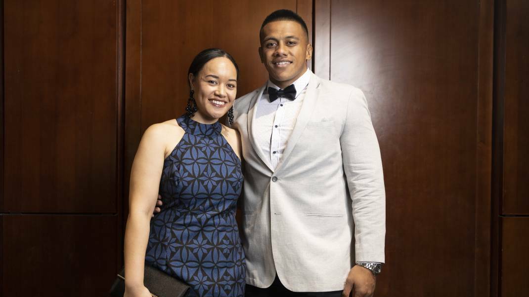 Allan Alaalatoa with his wife Filo at a past Brumbies awards night. Picture: Sitthixay Ditthavong