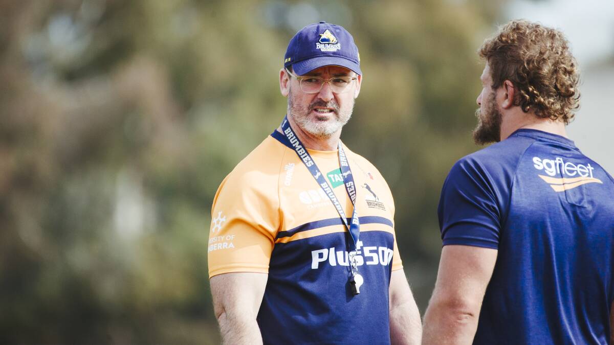 Dan McKellar leads the Brumbies into a Super Rugby AU final on Saturday night. Picture: Dion Georgopoulos