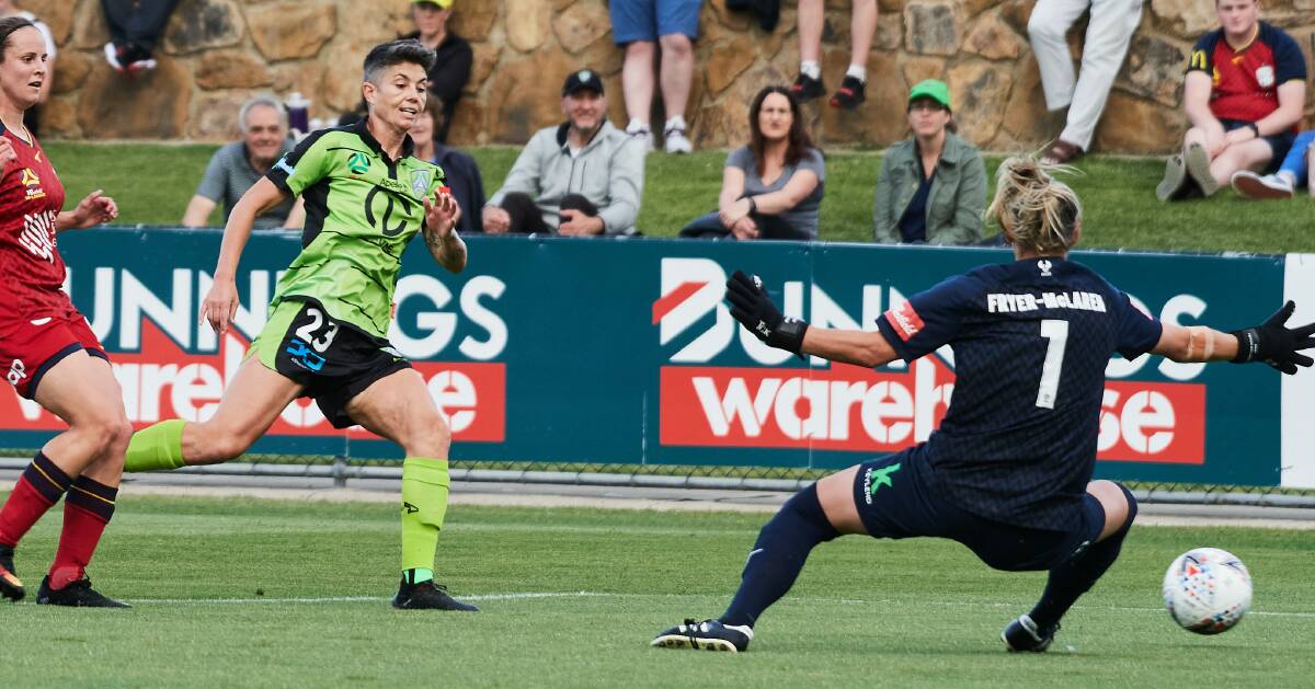 Michelle Heyman stole the show in her Canberra United return. Picture: Matt Loxton