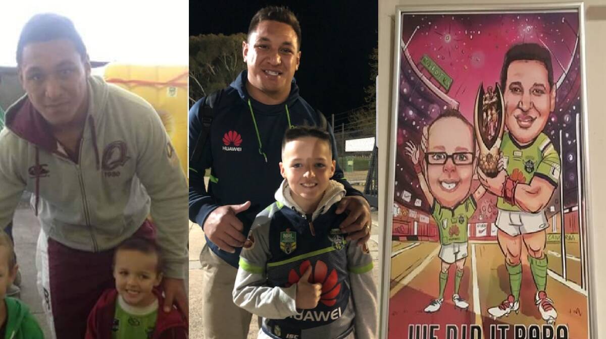 Josh Papalii and Ayden have kept in touch for years. Pictures: Supplied