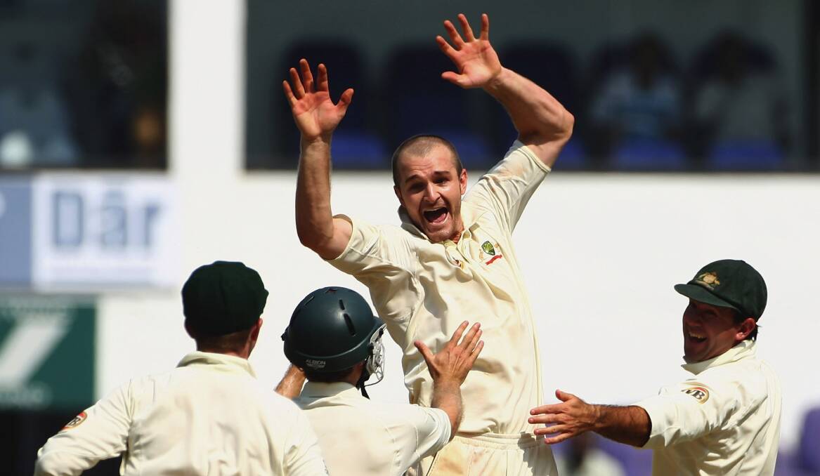 Jason Krejza made history on Test debut in 2008. Picture Getty Images