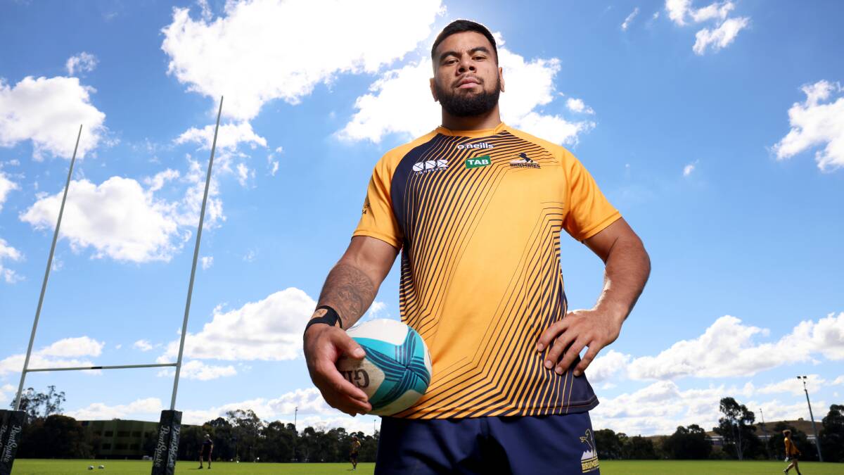 Hulking Brumbies prop Sefo Kautai is relishing his opportunity. Picture: James Croucher