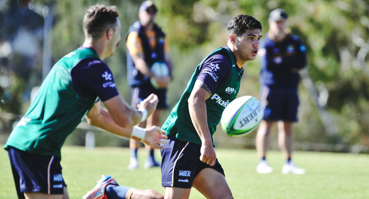Brumbies flyhalf Noah Lolesio is relishing the chance to play finals football on home soil. Picture: Dion Georgopoulos