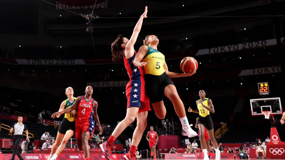 Leilani Mitchell led the way for the Opals but they have been eliminated from medal contention. Picture: Getty