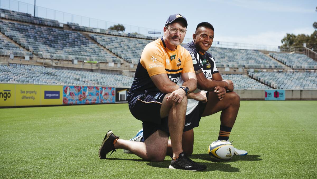 Dan McKellar and Allan Alaalatoa have their sights set on Tuesday's trial match. Picture: Dion Georgopoulos