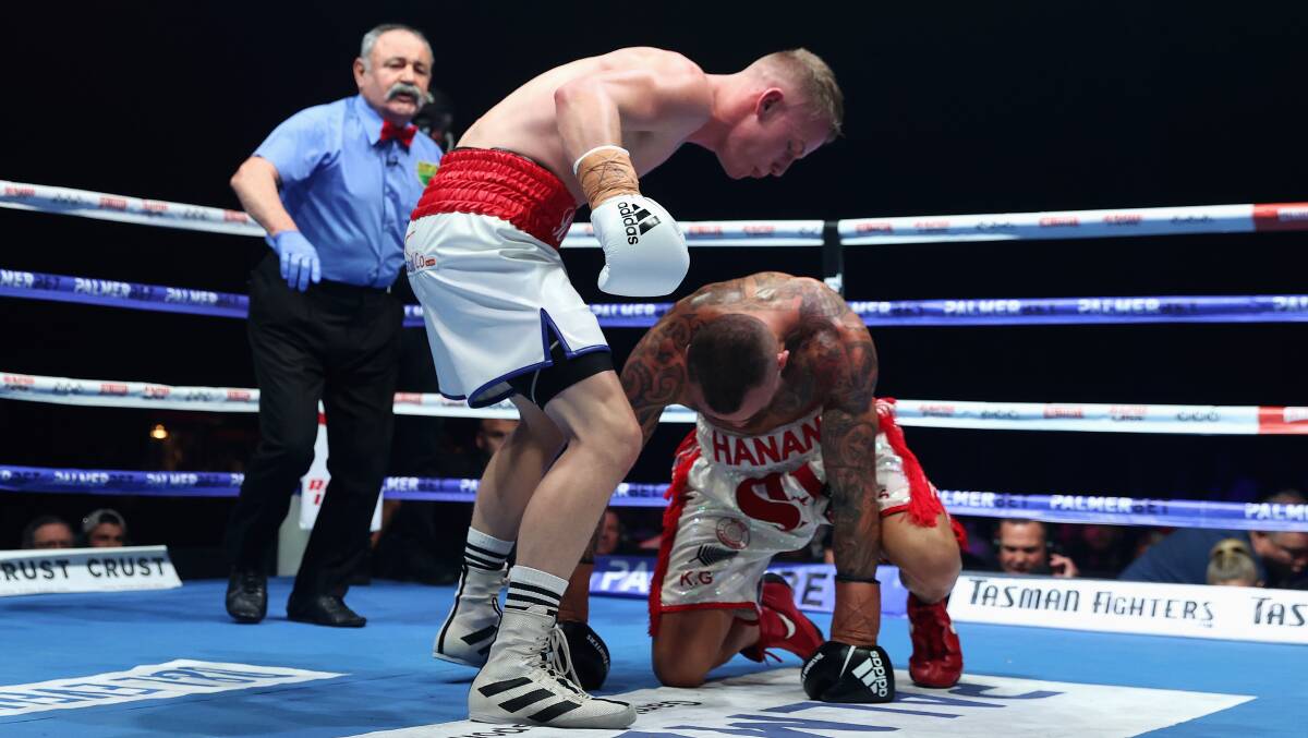 Andrei Mikhailovich stopped bitter rival Alex Hanan in two rounds. Picture: Getty