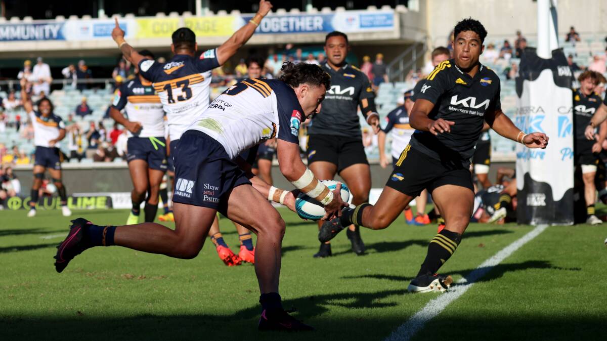 Tom Banks scored as the Brumbies claimed another win. Picture: James Croucher