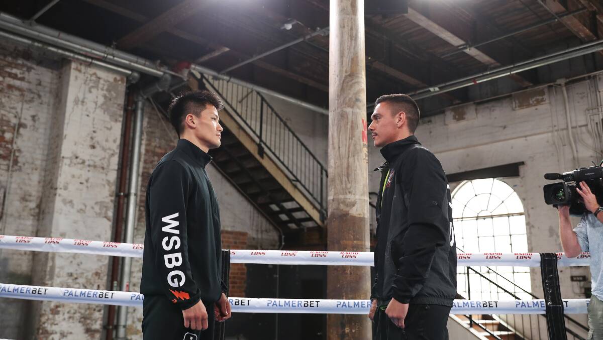 Takeshi Inoue and Tim Tszyu come face to face. Picture: Getty Images