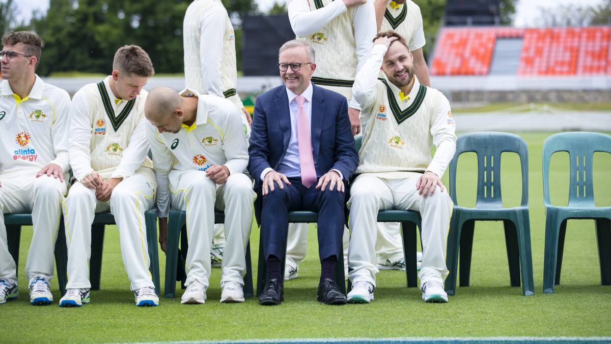 Anthony Albanese couldn't resist a cheeky dig when announcing his Prime Minister's XI squad. Picture by Keegan Carroll