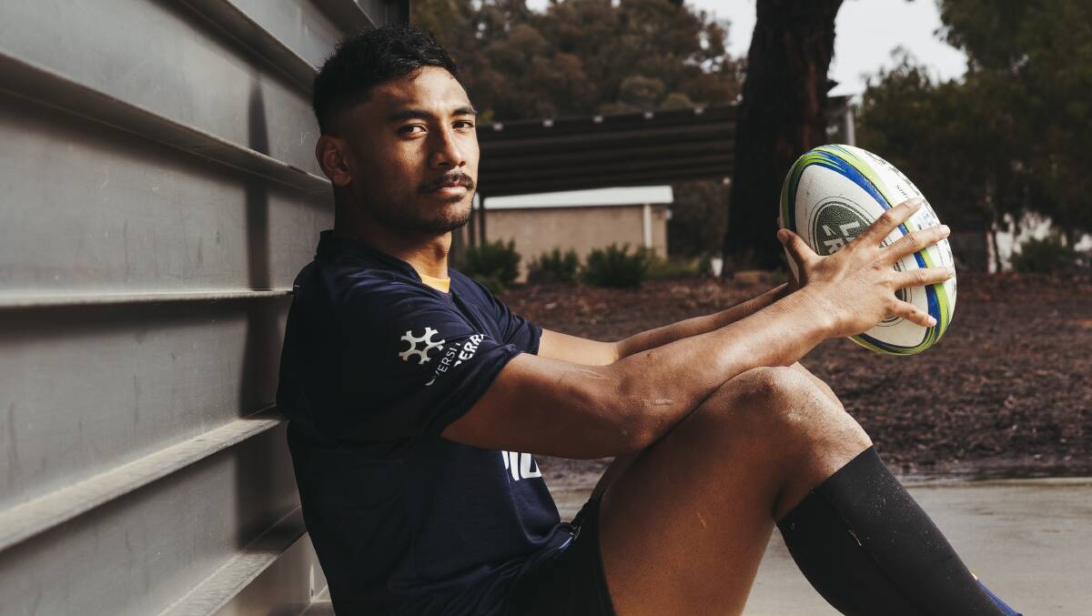 Brumbies inside centre Irae Simone is looking to help the club to back-to-back Super Rugby AU titles. Picture: Dion Georgopoulos