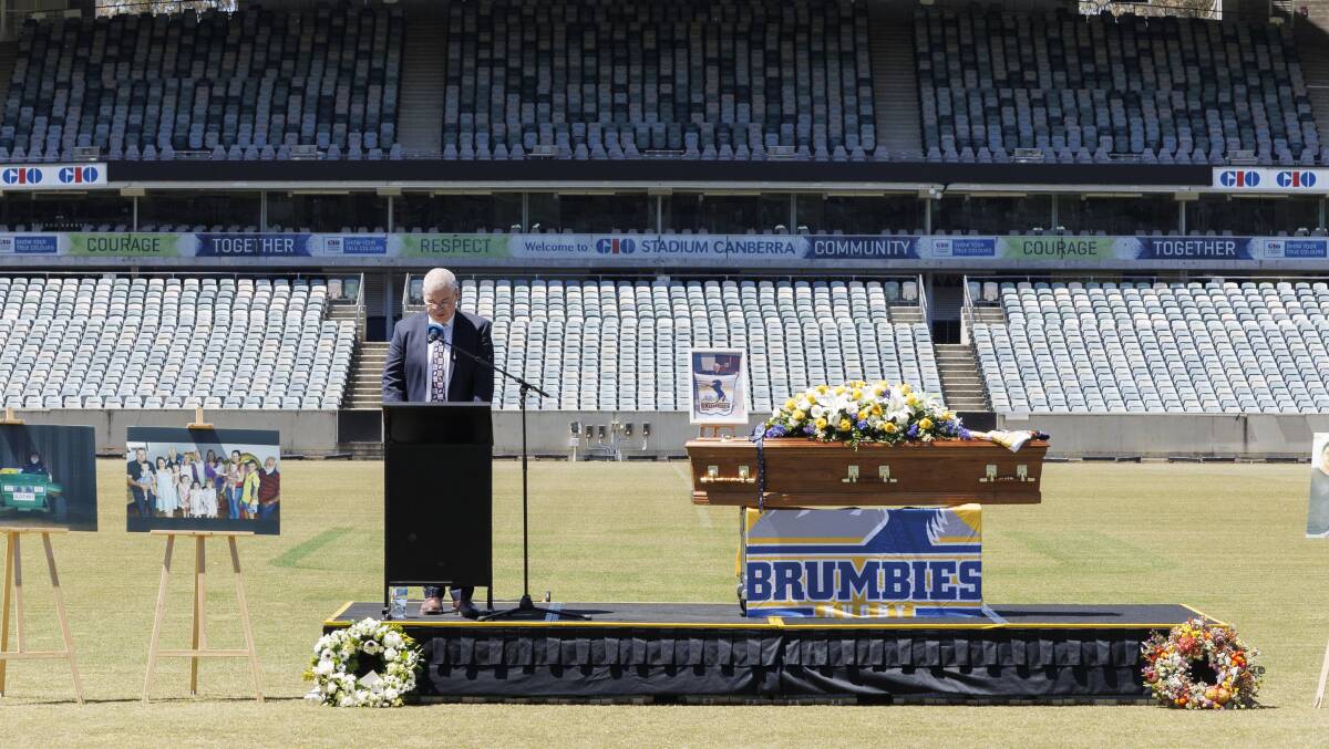 Brumbies chief Phil Thomson speaks about Garry Quinlivan. Picture by Keegan Carroll