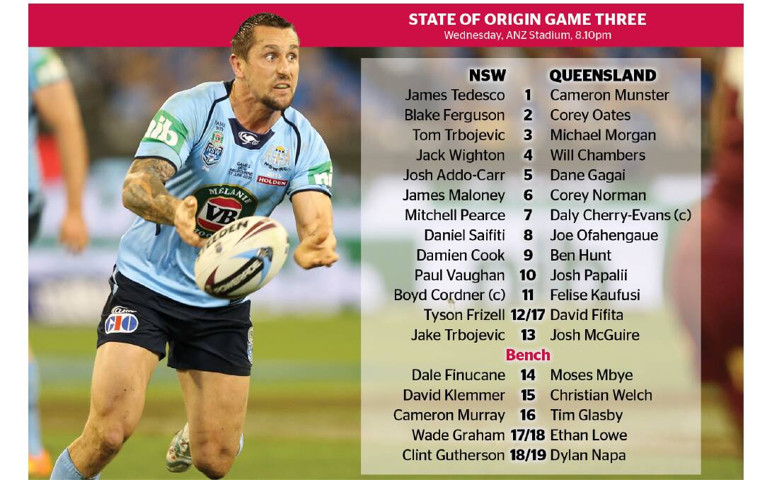 Mitchell Pearce will draw level with Andrew Johns as the Blues' most-capped halfback of all time when he makes his State of Origin return on Wednesday.
