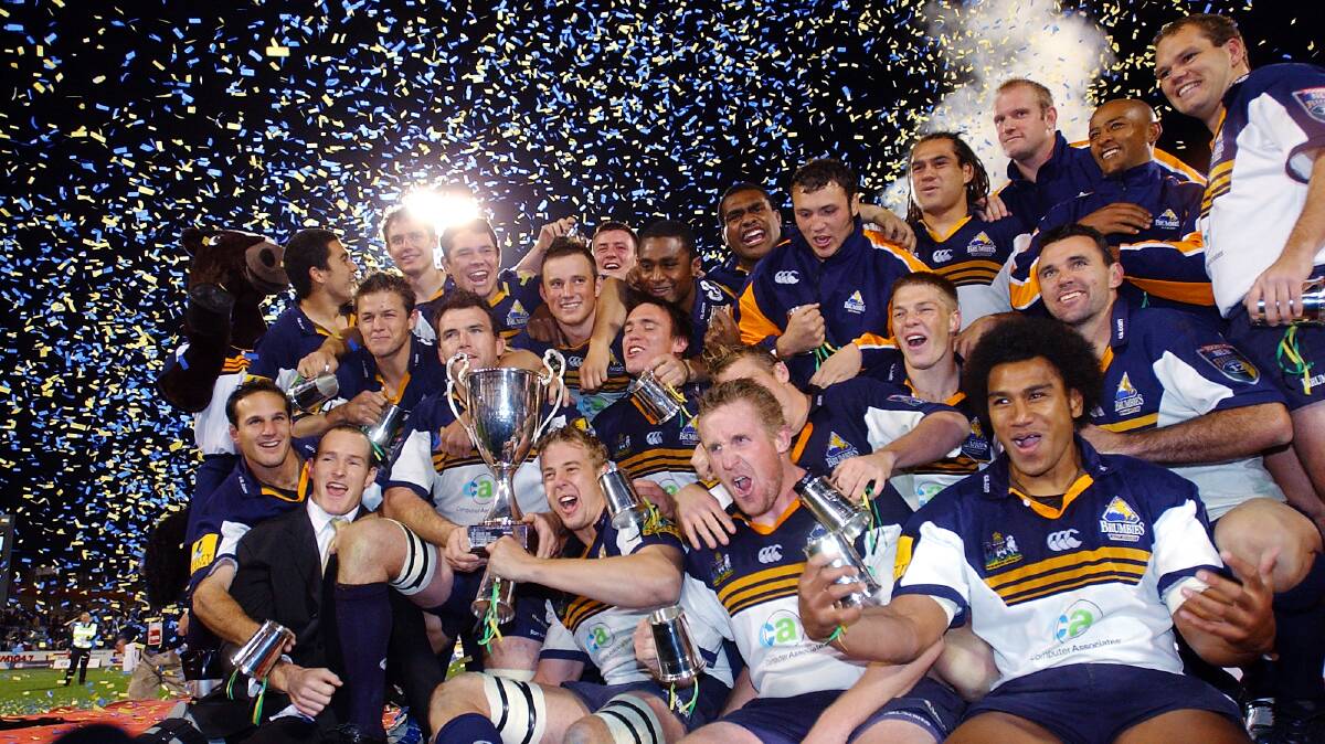 The Brumbies will celebrate their 2004 title win.