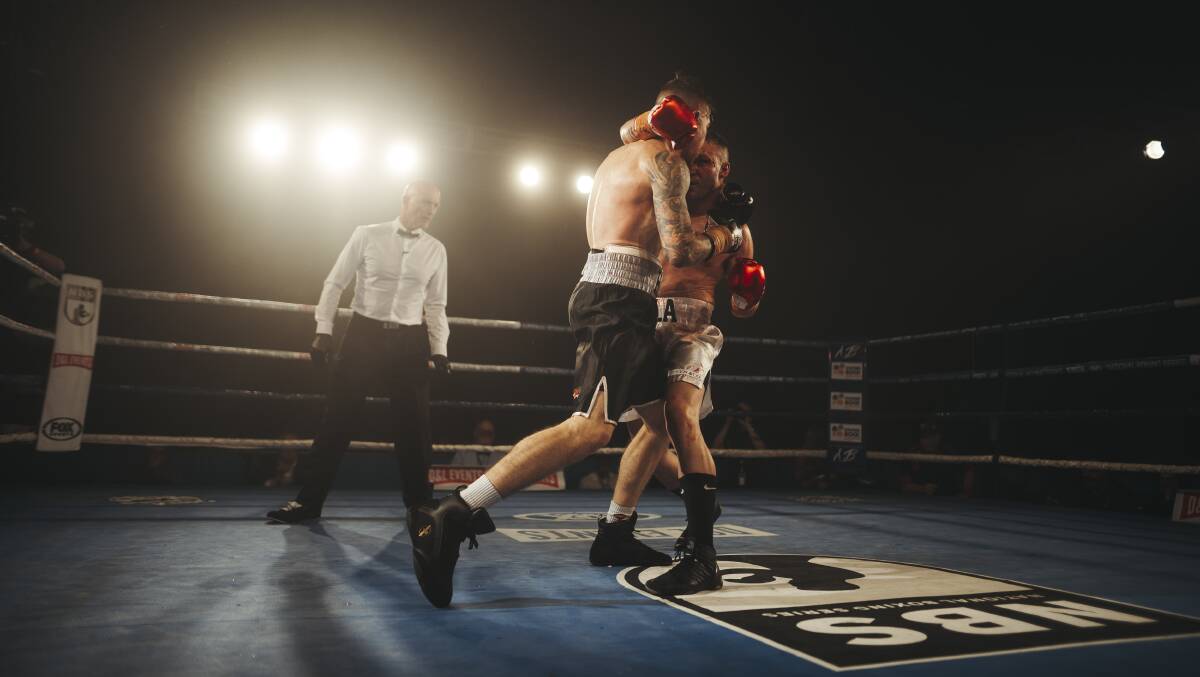 Brock Jarvis and Nort Beauchamp headlined a National Boxing Series show in the capital. Picture: Dion Georgopoulos