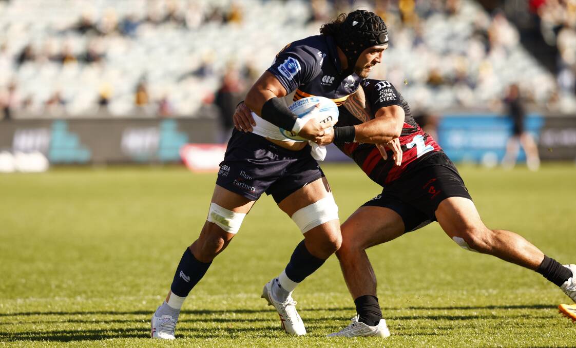Jahrome Brown and the Brumbies were always preparing for a tough clash in bitterly cold conditions. Picture by Keegan Carroll