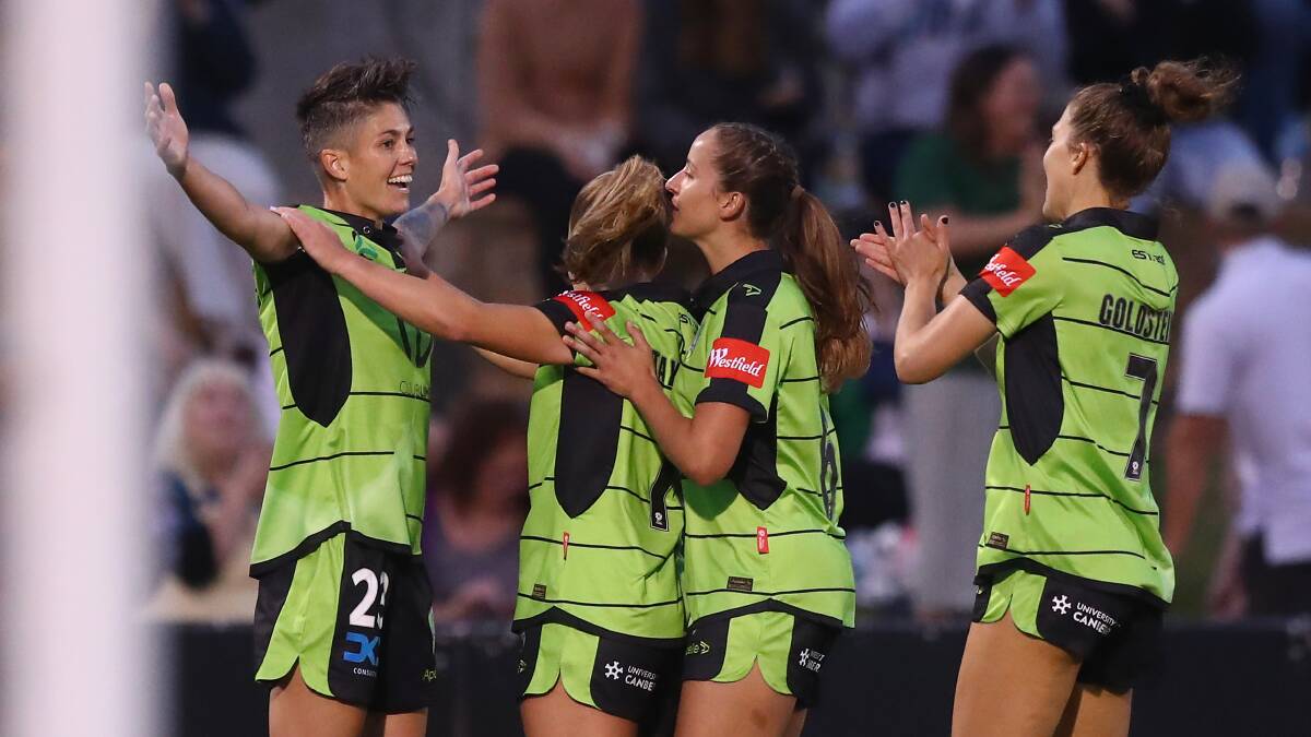 Michelle Heyman capped off a miraculous return to Canberra with a hat-trick. Picture: Getty Images