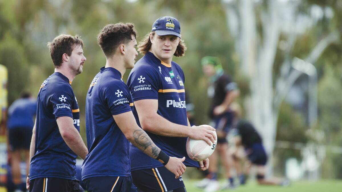 Brumbies lock Tom Hooper is relishing the return of key players. Picture: Dion Georgopoulos