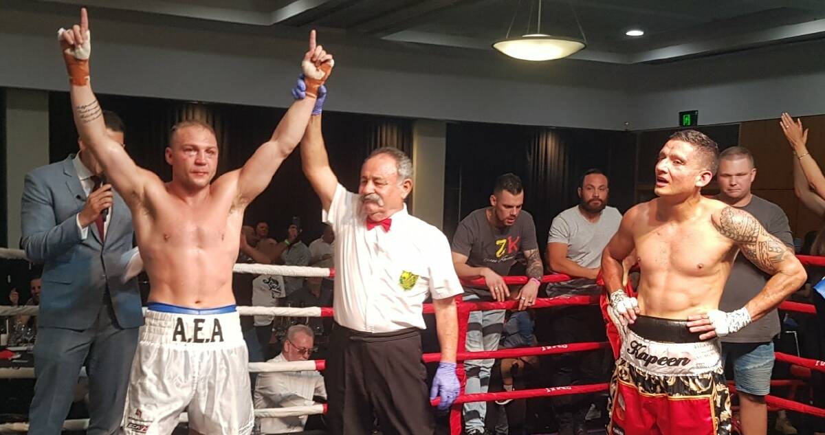 Abe Archibald claimed the NSW welterweight title in a decision win over Jorge Kapeen. Picture: Flames Fitness