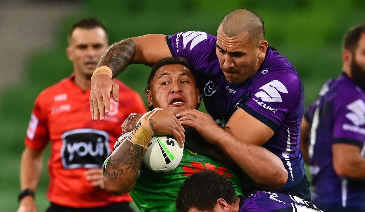Josh Papalii and Nelson Asofa-Solomona are slated to fight in Townsville next year. Picture: Getty Images