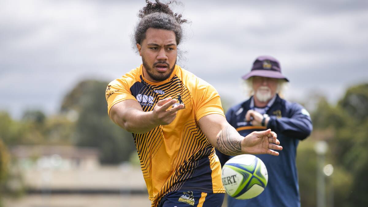 Fred Kaihea is learning from an experienced group of Brumbies coaches. Picture: Keegan Carroll