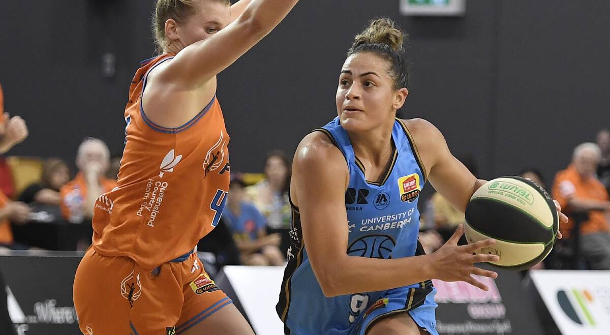 Maddison Rocci's battle with Shyla Heal was an intriguing subplot in Canberra's clash with Townsville. Picture: Getty