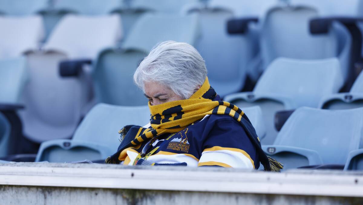Brumbies fans sat through freezing conditions. Picture by Keegan Carroll