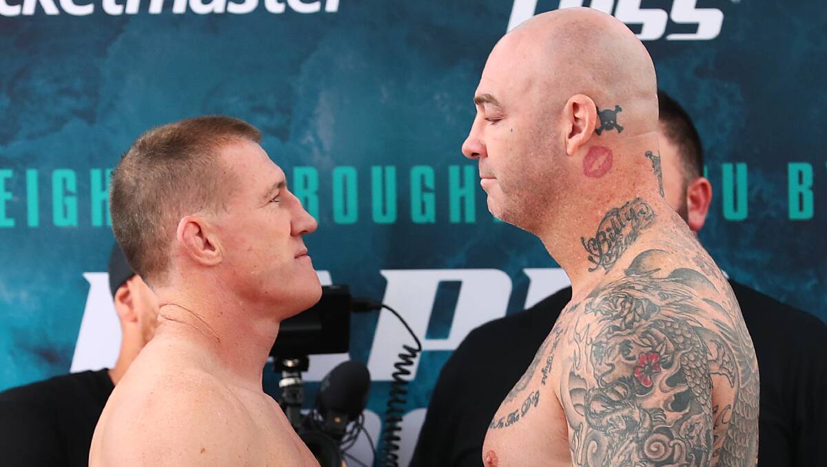 Paul Gallen and Lucas Browne go head to head on Wednesday night. Picture: Getty