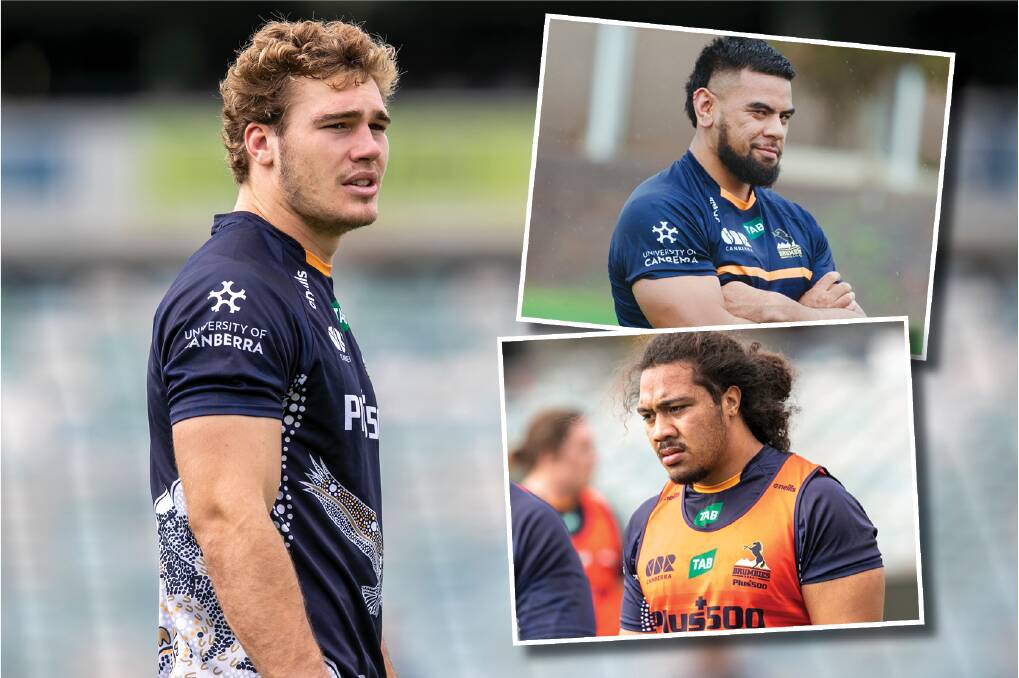 Canberra junior Rory Scott could join Fred Kaihea and Sosefo Kautai as the newest Brumbies on Friday. Pictures: Keegan Carroll/Dion Georgopoulos