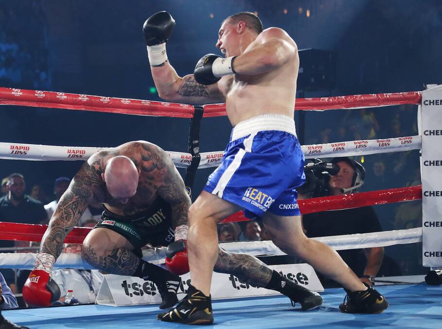 Paul Gallen knocked out Lucas Browne inside one round. Picture: Getty