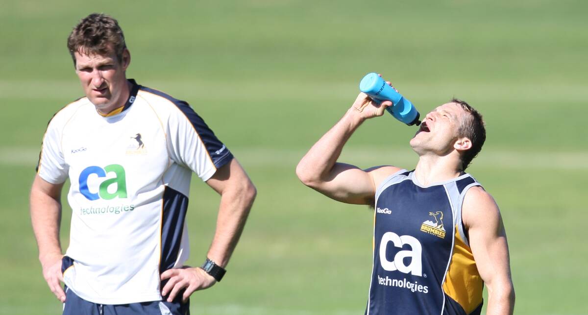 Justin Harrison during his stint on the Brumbies' coaching staff. Picture: Getty
