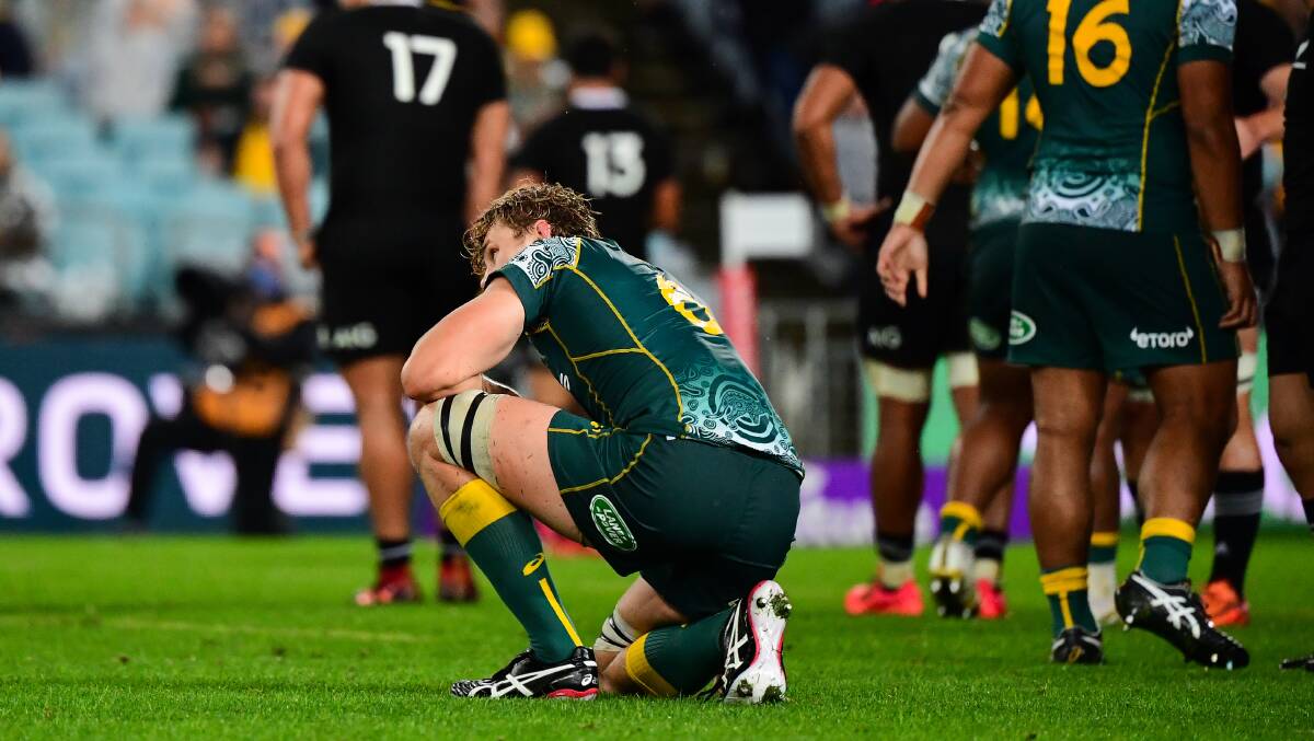 An all too familiar sight for Australian rugby fans. Picture: Stuart Walmsley/Rugby Australia