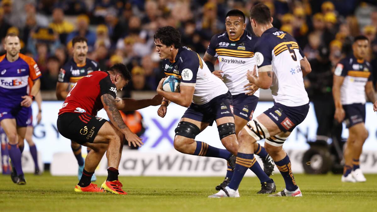 Darcy Swain is confident the Brumbies can match it with the ladder-leading Blues. Picture: Keegan Carroll