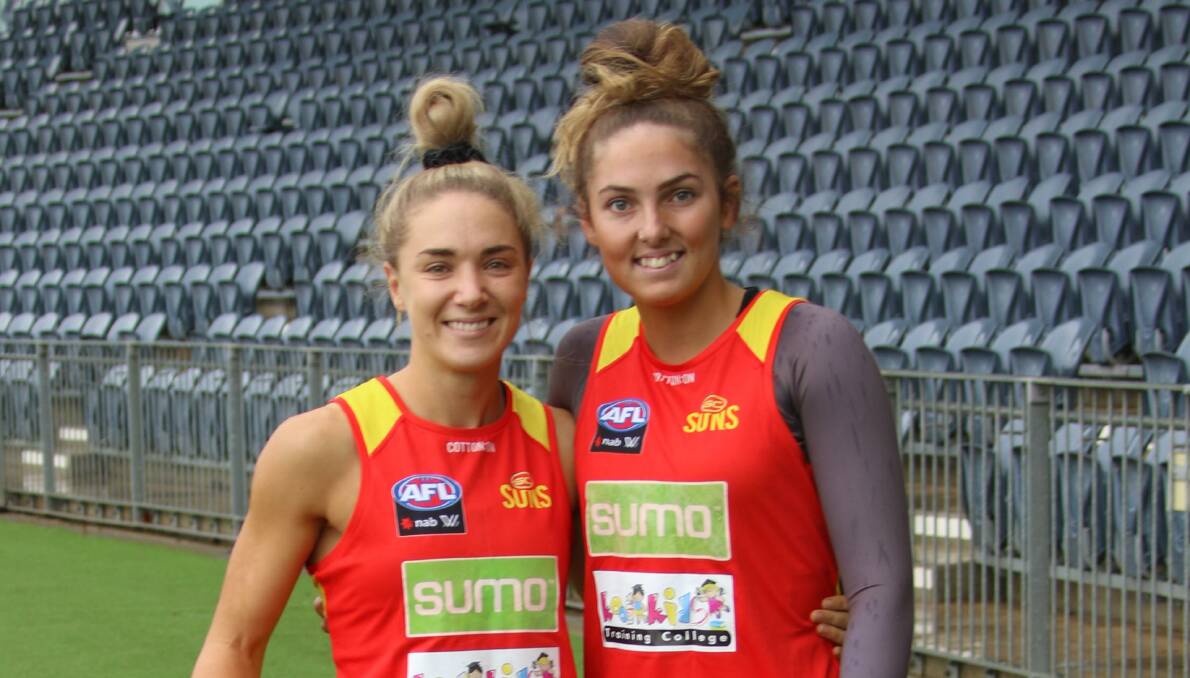 Hannah Dunn and Lexi Hamilton have gone from Queanbeyan to the Gold Coast. Picture: GC Suns