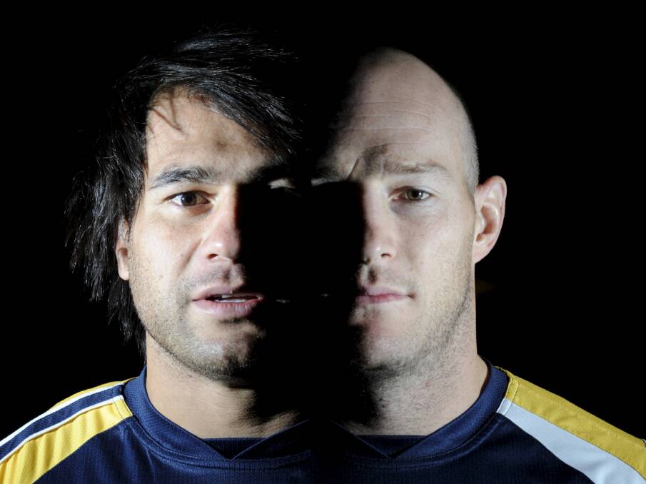 Brumbies greats George Smith and Stirling Mortlock join an elite group. Picture: Lannon Harley (image has been digitally altered)