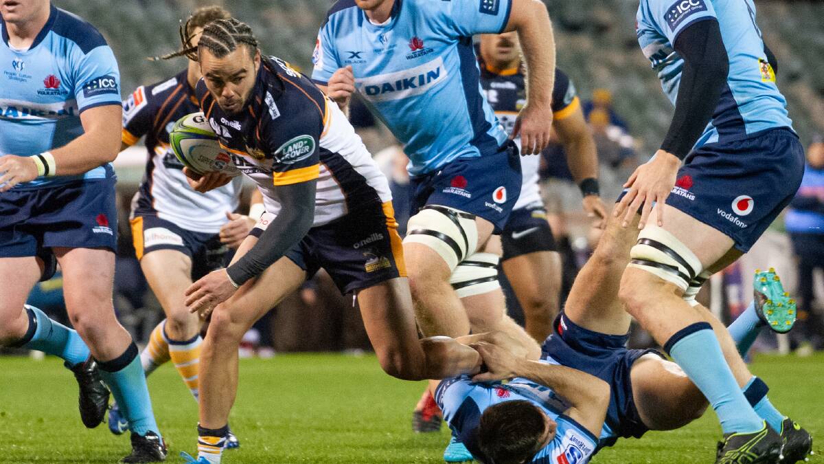 Andy Muirhead found the line as the Brumbies thrashed the Waratahs. Picture: Elesa Kurtz