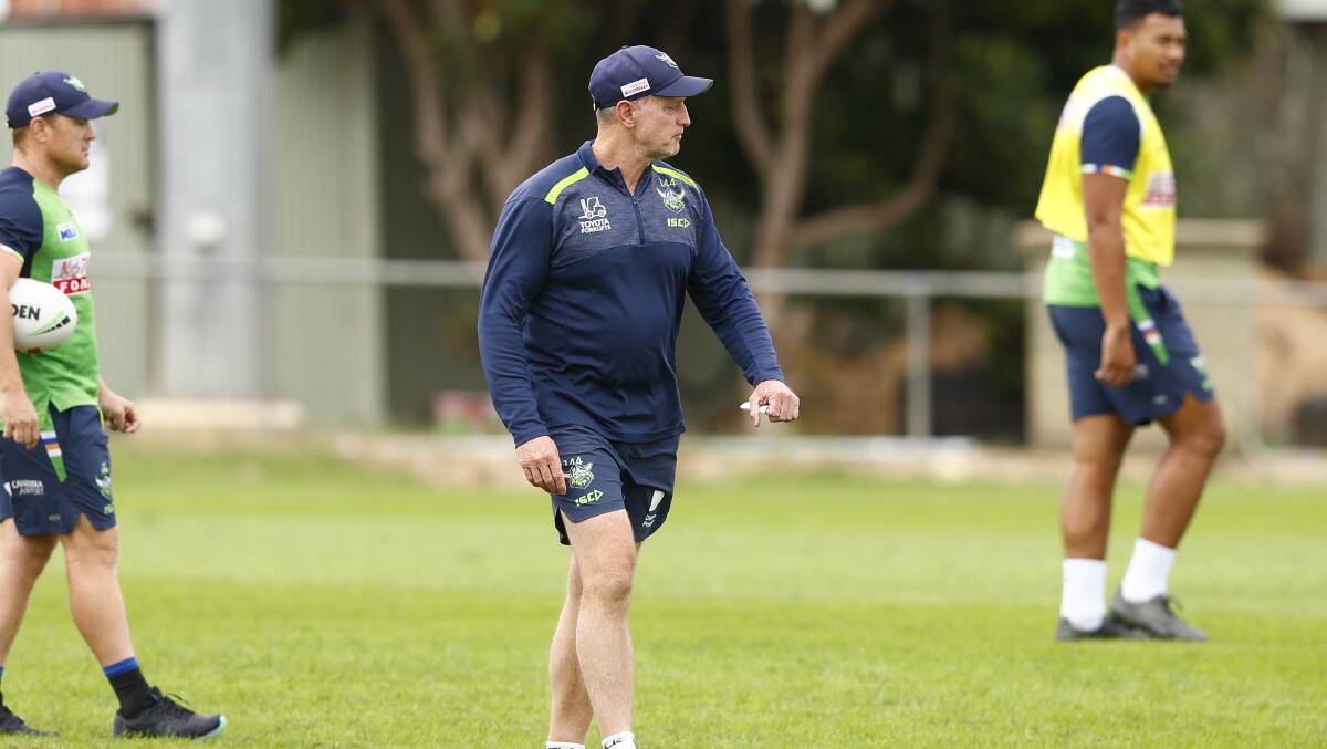 Michael Maguire on deck at Raiders training. Picture by Keegan Carroll