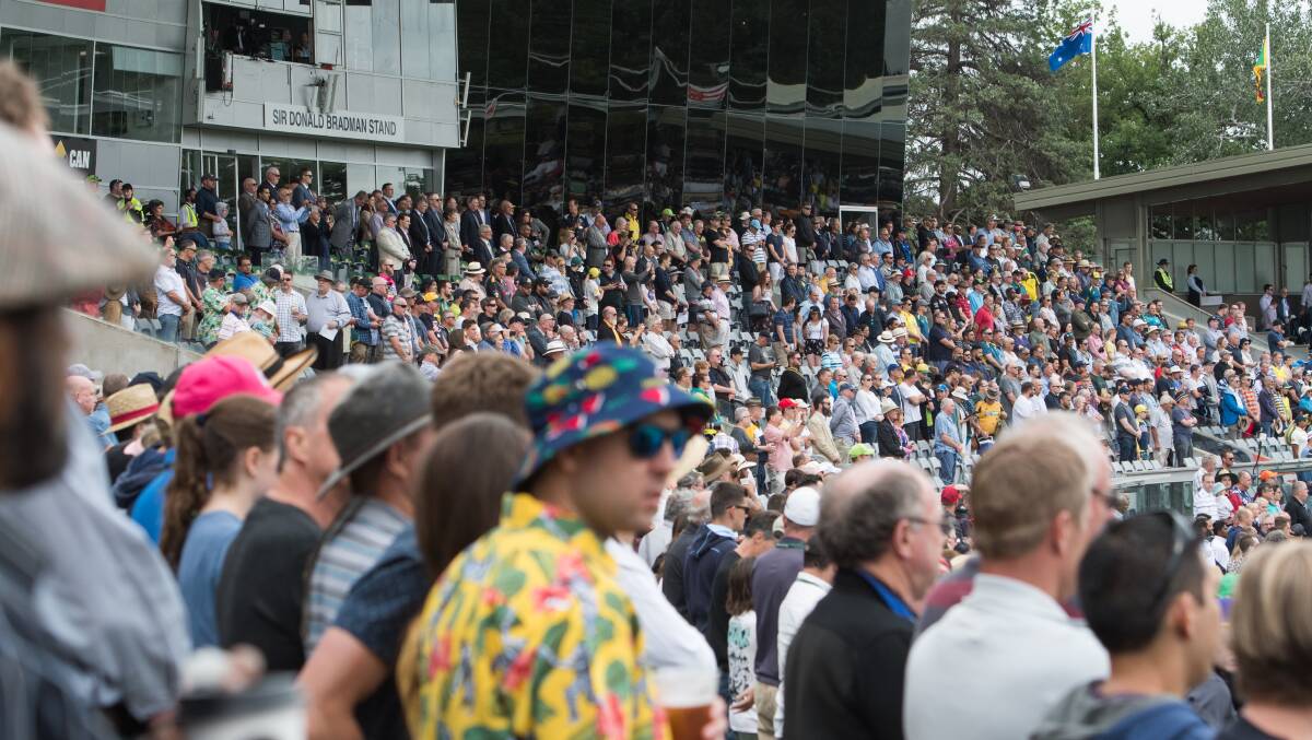Fans packed the stands for a Test at Manuka Oval in 2019. Picture: Elesa Kurtz
