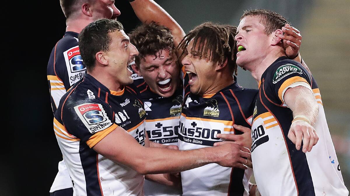 Pure elation swept over the Brumbies on Saturday night. Picture: Getty