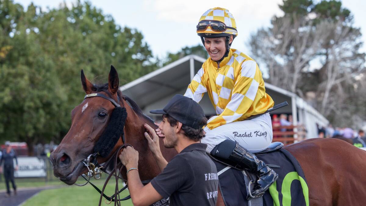 Winning jockey Rachel King following the Black Opal Stakes on Sunday. Picture: Sitthixay Ditthavong